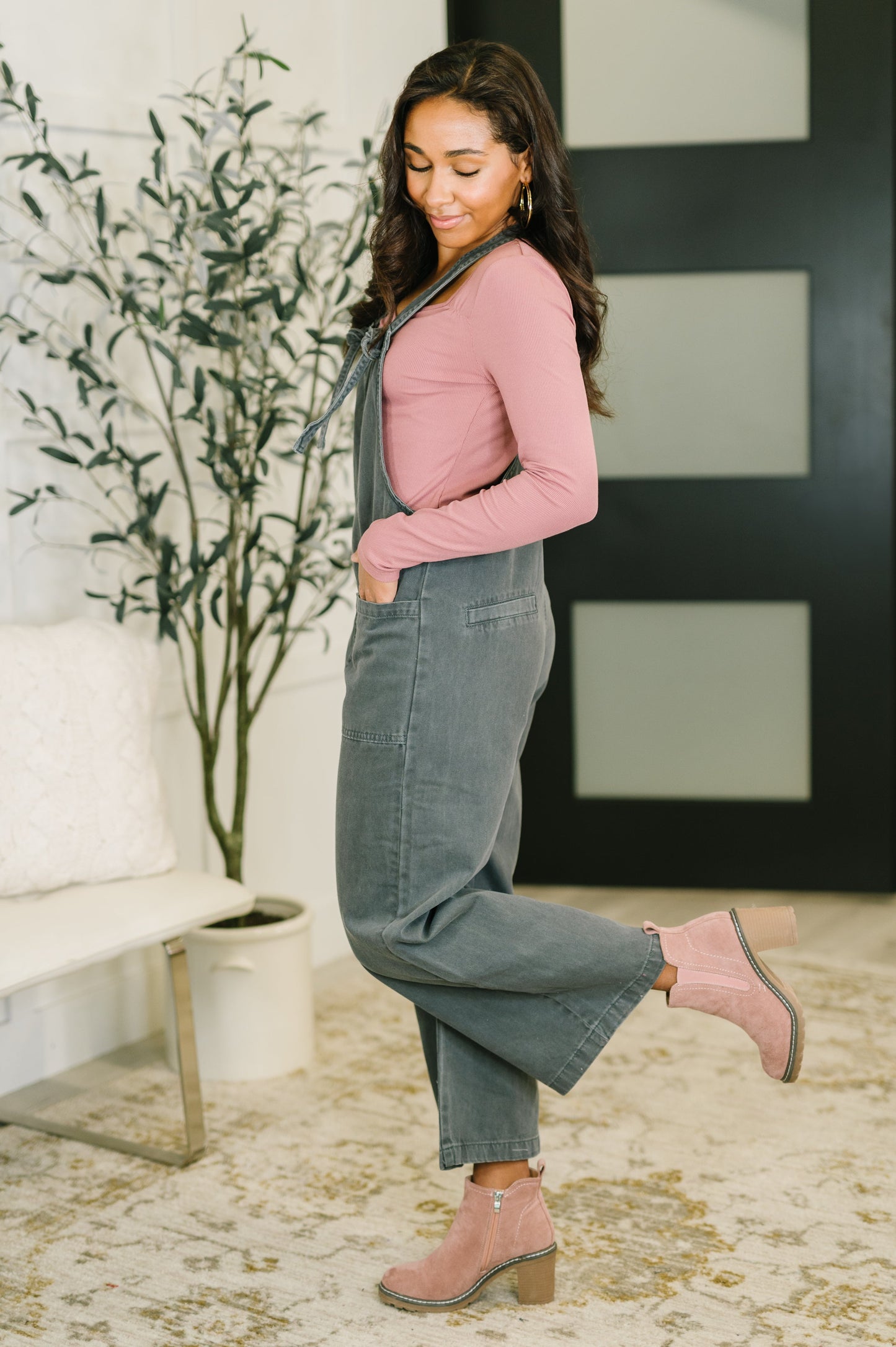 Exactly Where You Are Jumpsuit in Ash Black