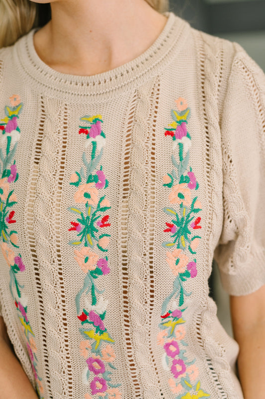 Feel so Fine Embroidered Knit Top