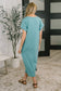 Fix You Right Up Short Sleeve Midi Dress in Dusty Teal