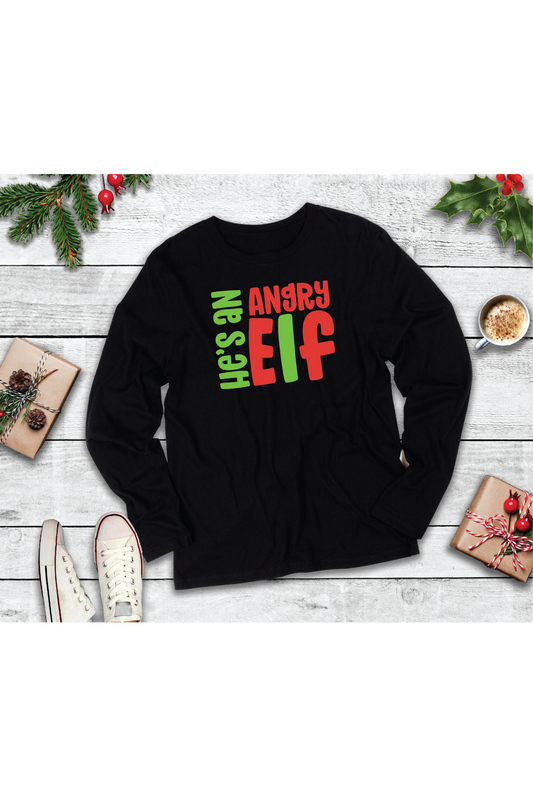 He's an Angry Elf Long Sleeve Graphic Tee