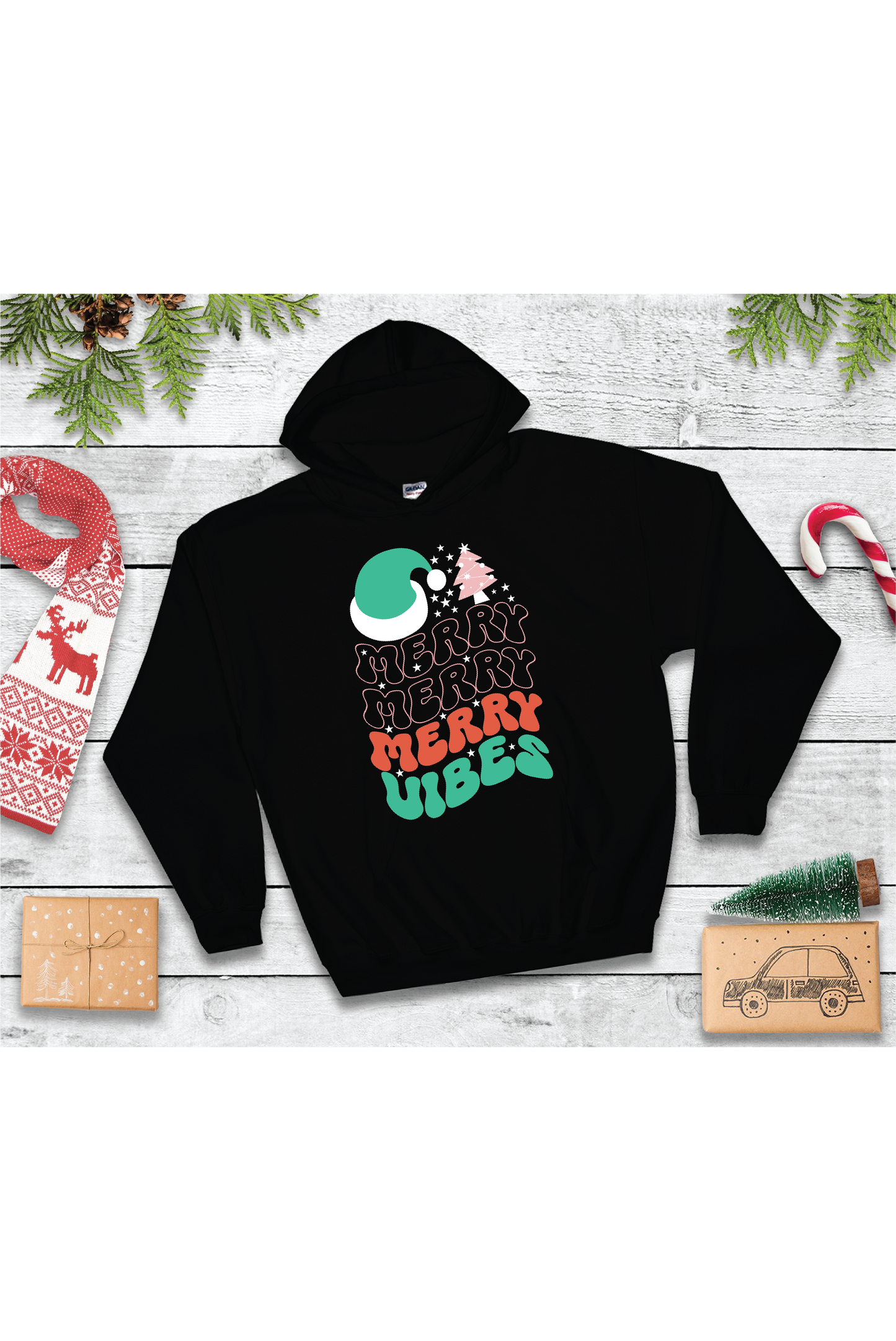 Merry Vibes Graphic Hoodie