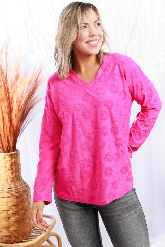 Fuchsia Flowers Long Sleeve Top