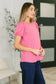 Grace & Virtue Balloon Sleeve Blouse in Fuchsia