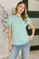 Grace & Virtue Balloon Sleeve Blouse in Mint