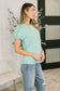 Grace & Virtue Balloon Sleeve Blouse in Mint