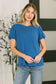 Grace & Virtue Balloon Sleeve Blouse in Ocean Blue