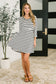 Haute Mess Scooped Hem Casual Dress in Black and White Striped