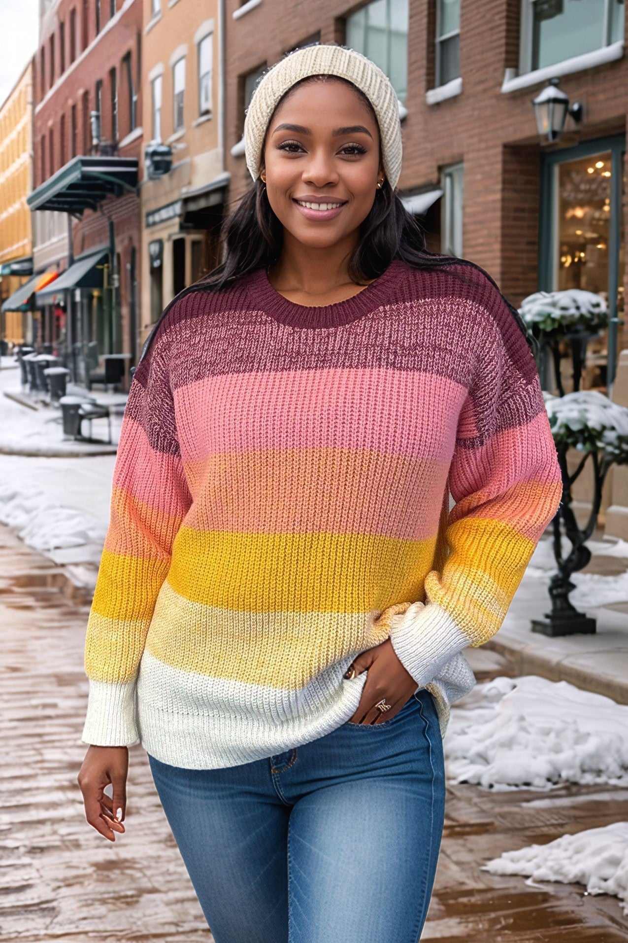 Hawaiian Sunsets - Stripe Sweater