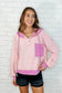 Here for Now Color Block Hoodie in Pink