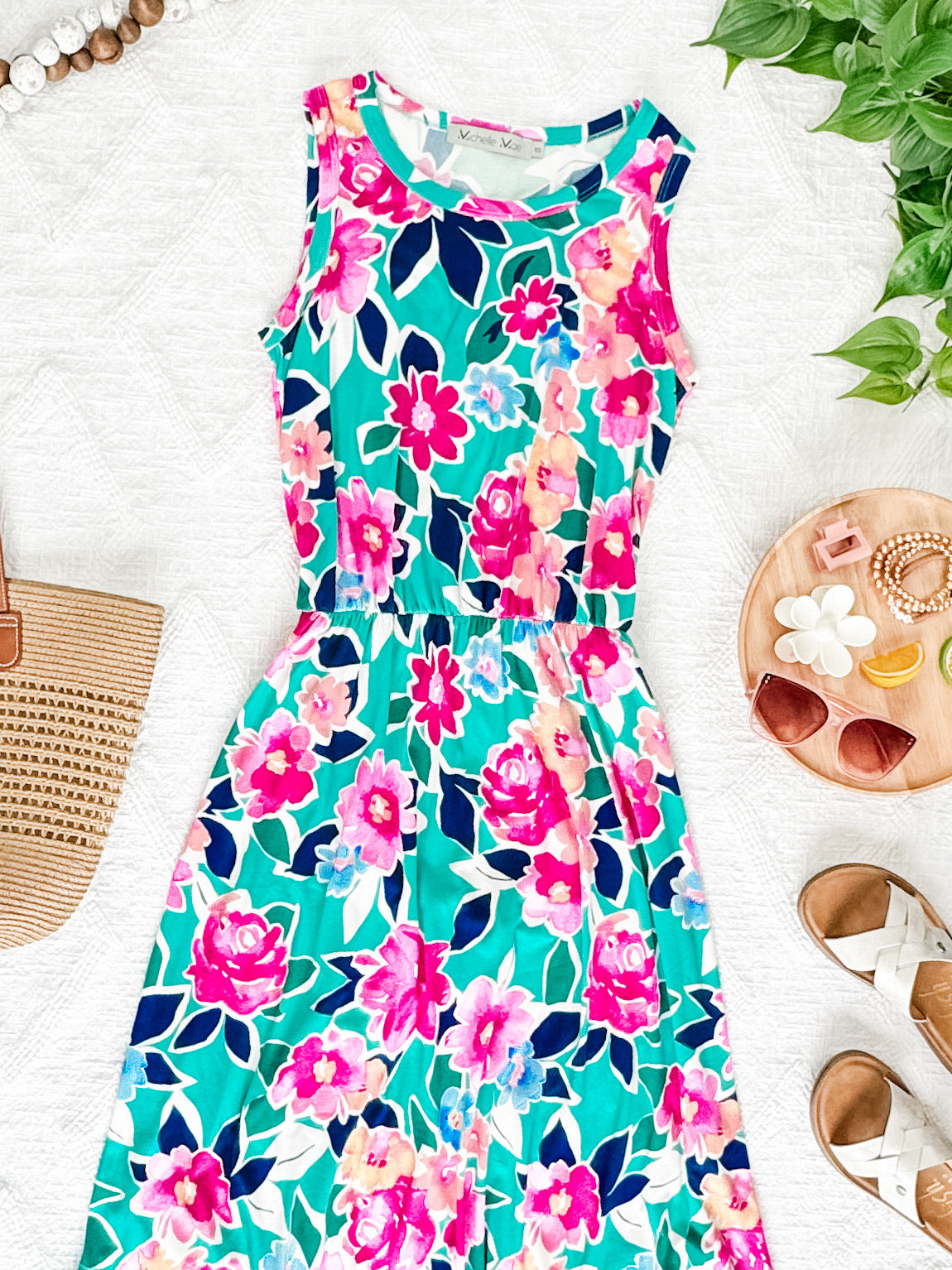 Sydney Scoop Dress - Aqua Floral