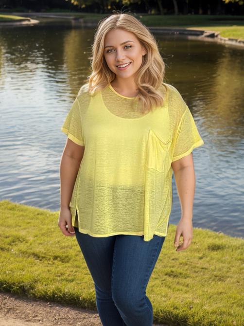 I Hold On Burnout Short Sleeve Top in Yellow