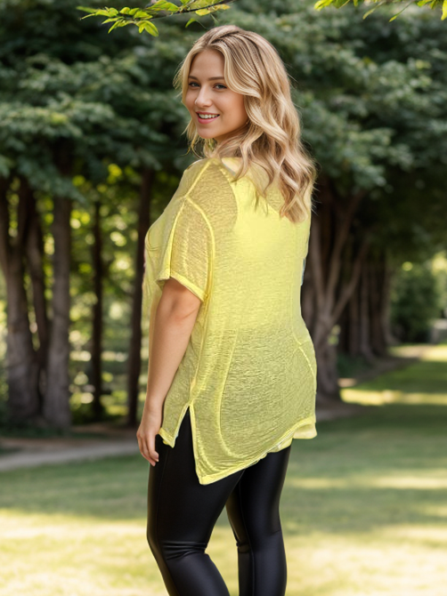 I Hold On Burnout Short Sleeve Top in Yellow