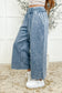 In or Out Wide Leg Cropped Pants Blue Grey