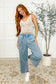 In or Out Wide Leg Cropped Pants Dusty Blue