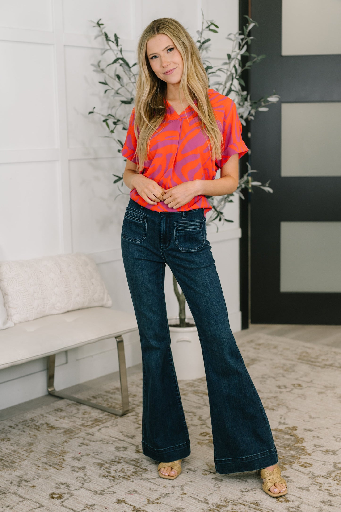 Know Me At All Abstract Split Neck Blouse