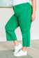 Judy Blue High Rise Control Top Wide Leg Crop Jeans in Kelly Green
