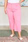 Judy Blue High Rise Control Top Wide Leg Crop Jeans in Pink