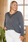 Lacey Long Sleeve V Neck Top In Gray