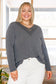 Lacey Long Sleeve V Neck Top In Gray