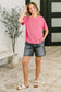 Leave It to Me Waffle Knit Relaxed Tee in  Pink