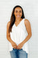 Let em' Breathe V-Neck Tank in Off White