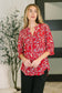 Lizzy Smock Top in Red and Pink Floral