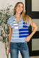Lonely Traveler Striped Quarter Zip Vest in Blue