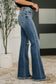 Judy Blue Mid Rise Button Fly Flare Jeans with Destroy Fray Hem