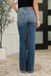 Judy Blue Mid Rise Button Fly Flare Jeans with Destroy Fray Hem