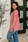 Mellow Mood Heathered Pullover in Dark Red
