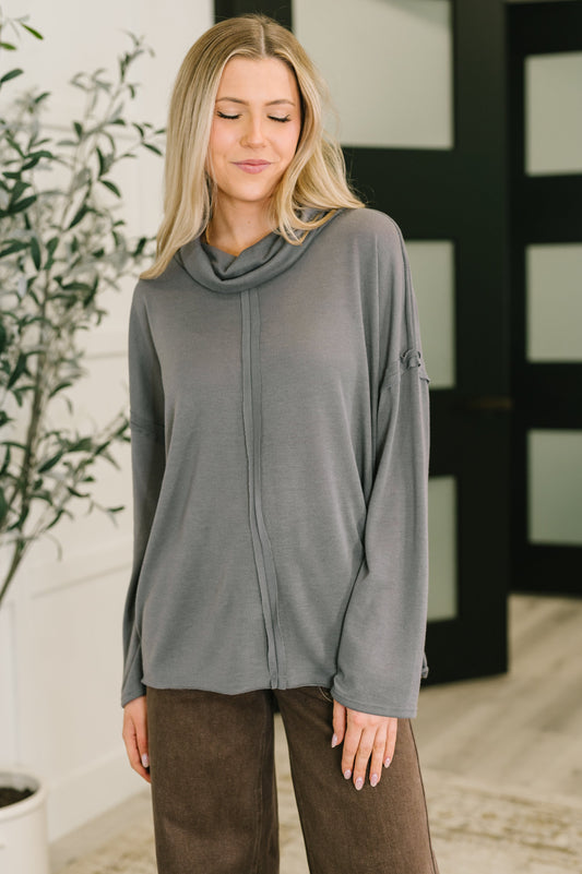 Metro Flow Center Seam Turtleneck Top