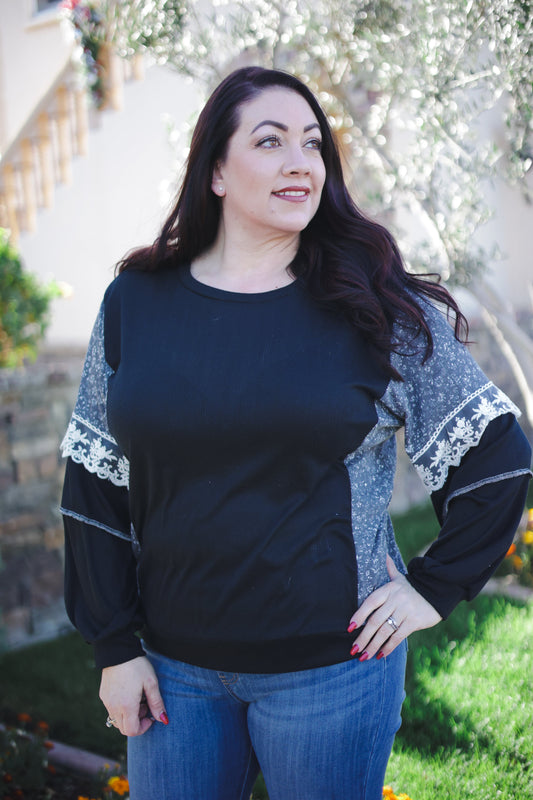 Moonstruck Laced Bubble Sleeve Top