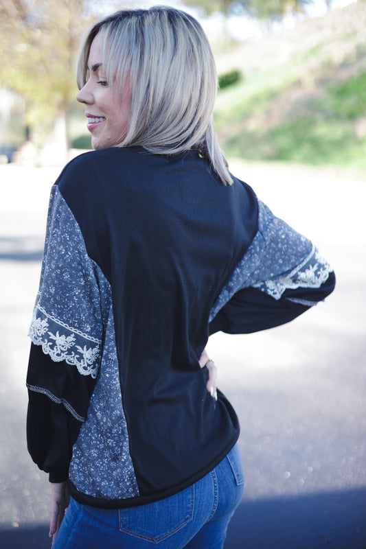 Moonstruck Laced Bubble Sleeve Top