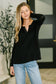 Never Been So Sure Lace Accent Henley Top in Black