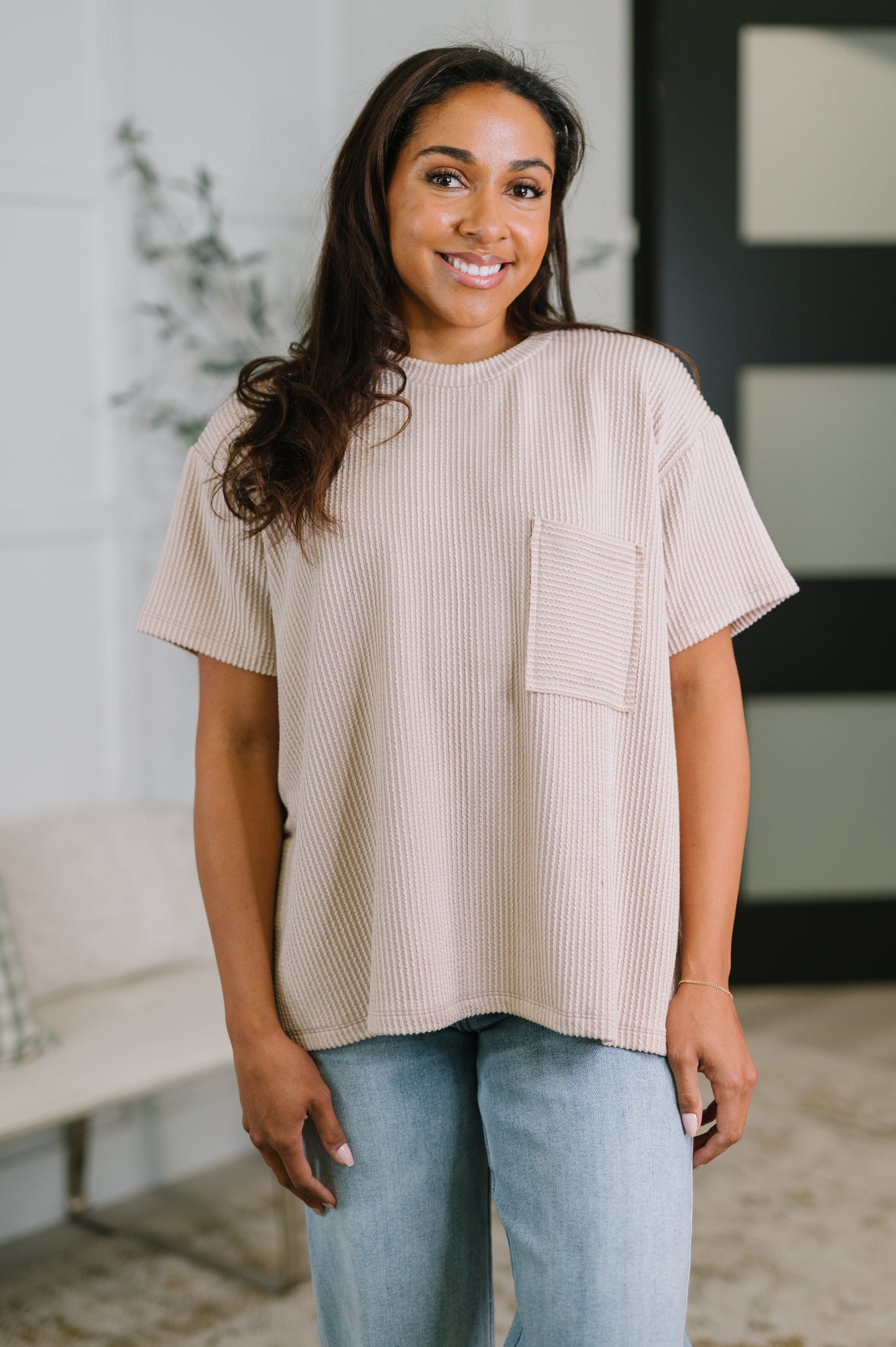 Not That complicated Textured Boxy Tee in Ash Mocha