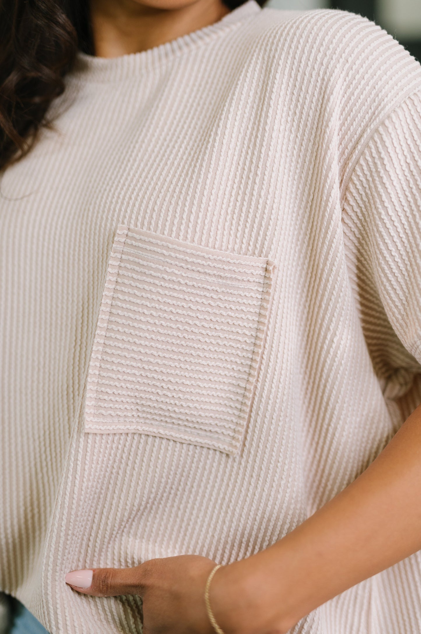 Not That complicated Textured Boxy Tee in Ash Mocha