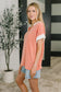 One Piece at a Time V-Neck Short Sleeve Top in Coral