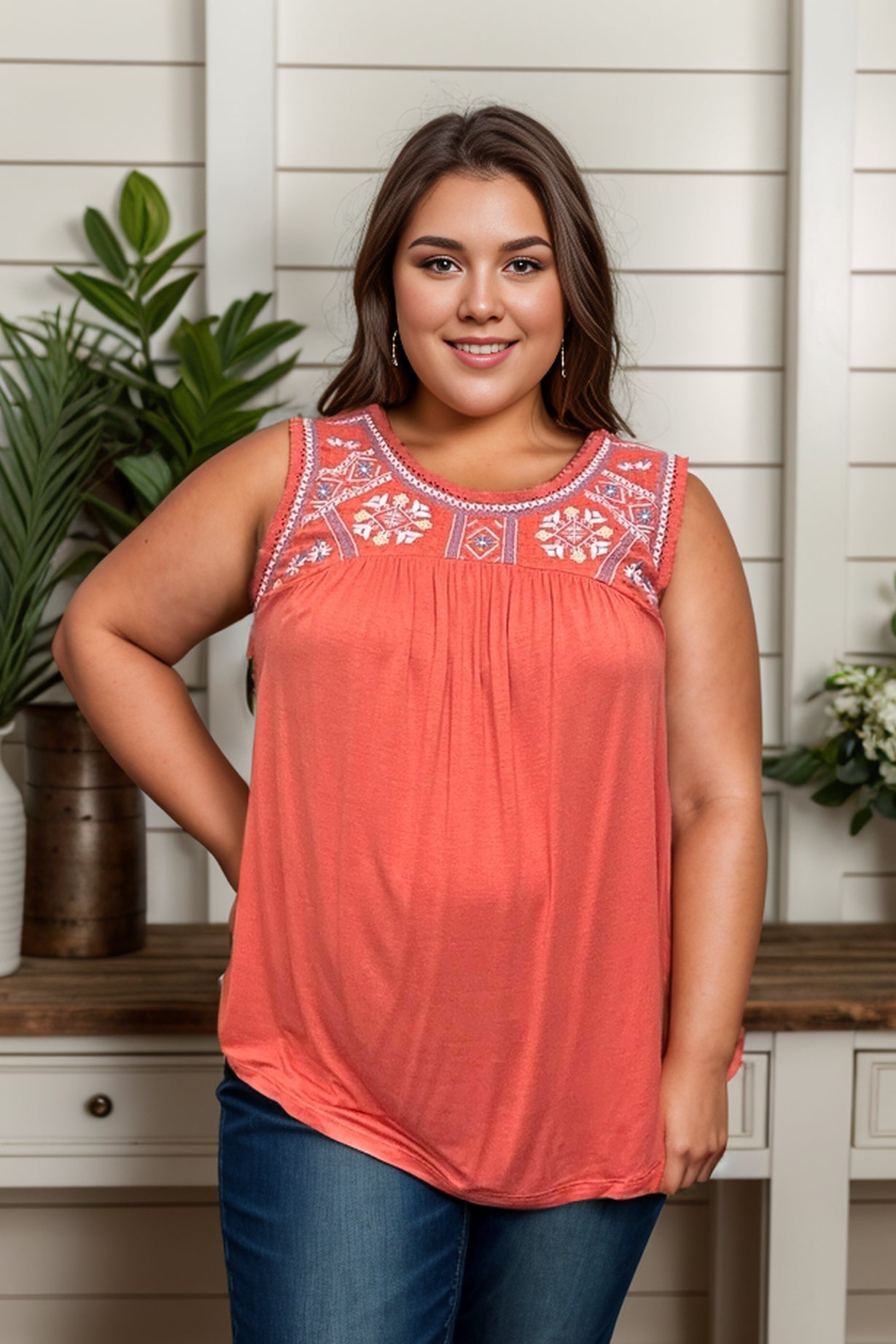 Orange Blossoms - Sleeveless Top