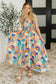 Paint Me Pretty Square Neck Dress in Lime, Blue and Tangerine