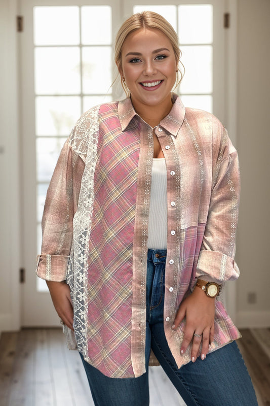 Pink Skies - Plaid Button Down Shirt