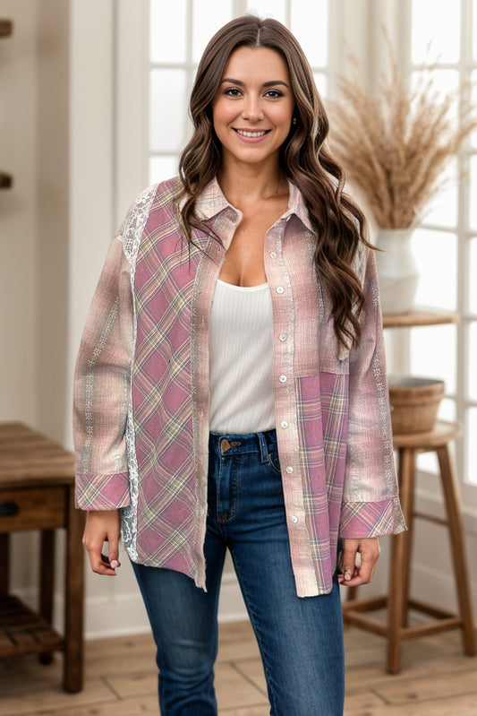 Pink Skies - Plaid Button Down Shirt