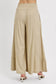 RISEN Shirring Detail Wide Leg Tan Pants