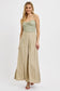 RISEN Shirring Detail Wide Leg Tan Pants