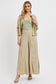 RISEN Shirring Detail Wide Leg Tan Pants