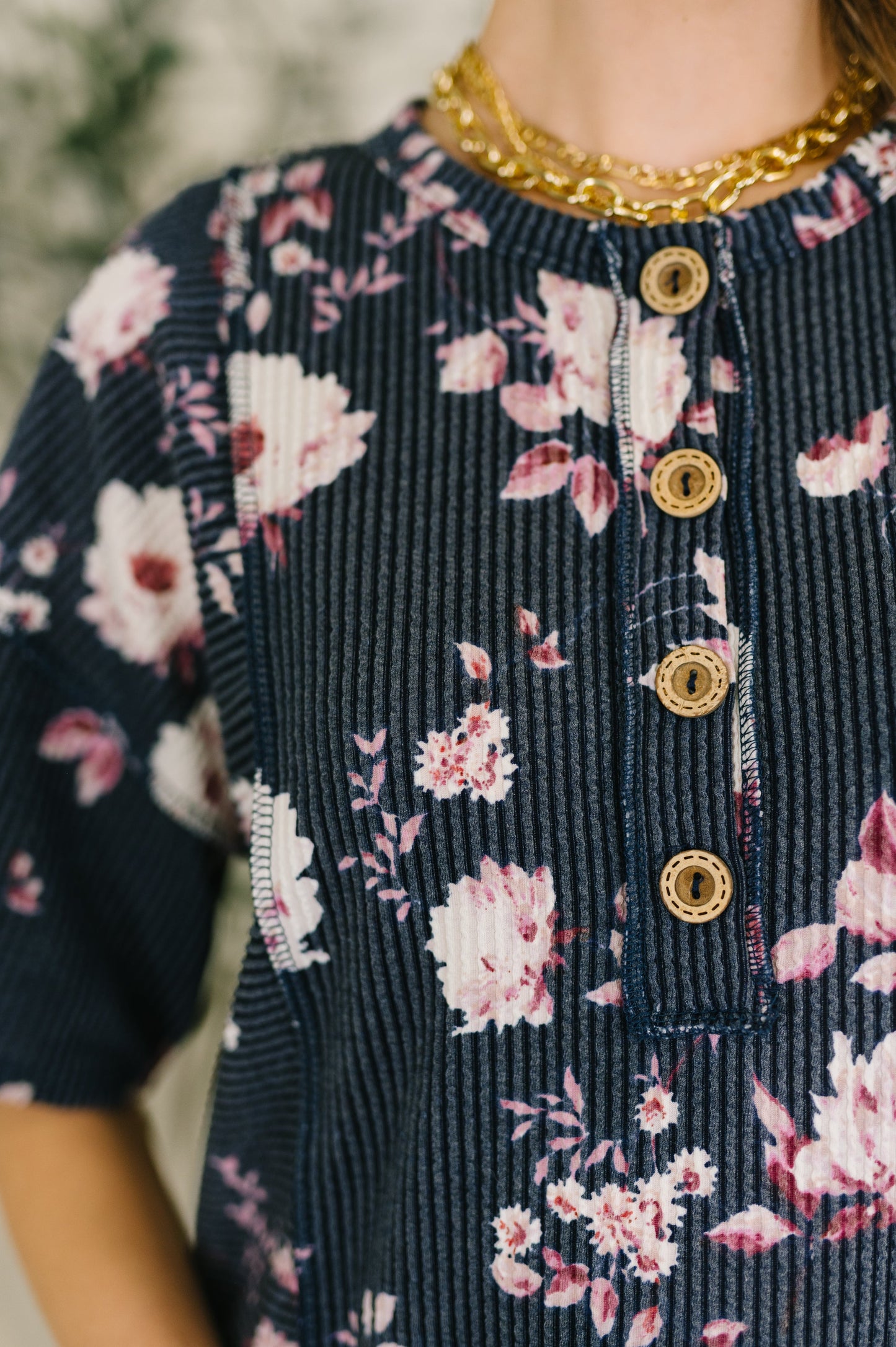 Really Simple Floral Henley Top