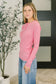 Ribbed Long Sleeve Top in Fuchsia