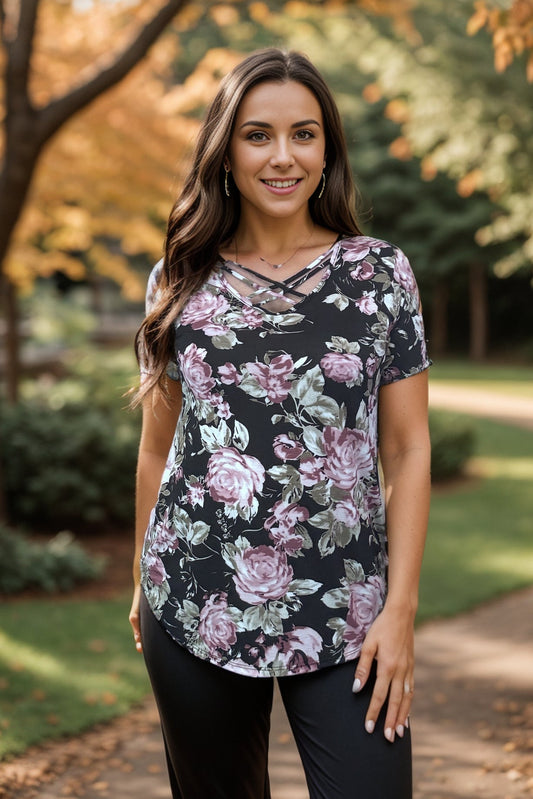 Roses & Champagne Short Sleeve Top