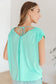 Ruched Cap Sleeve Top in Neon Blue