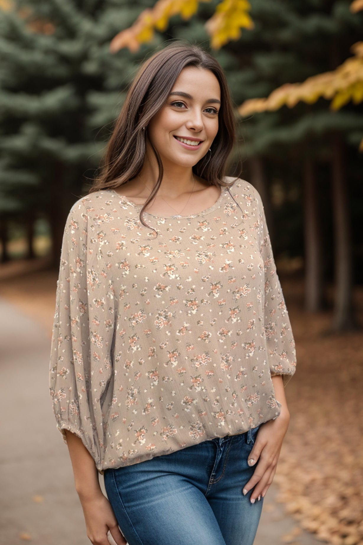 Sahara Floral 3/4 Sleeve Top