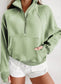 Half Zip Thumbhole Sleeve Sweatshirt - 8 Colors